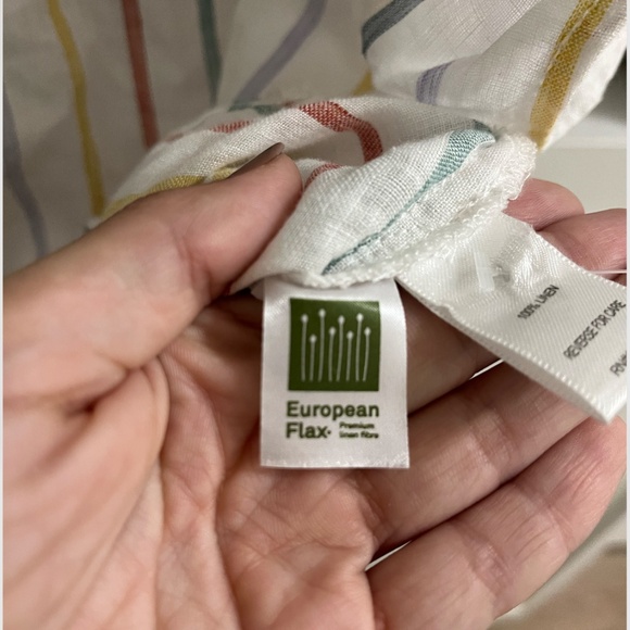 Garnet Hill- Colorful Striped Linen Button Up front Shirt - Picture 7 of 8